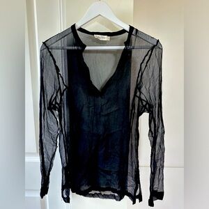 Calvin Klein Collection sheer long-sleeve blouse